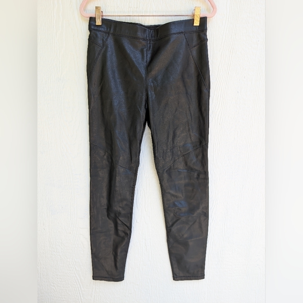 Free People Black Vegan Faux Leather Skinny Pants Leggings Women's Size 28